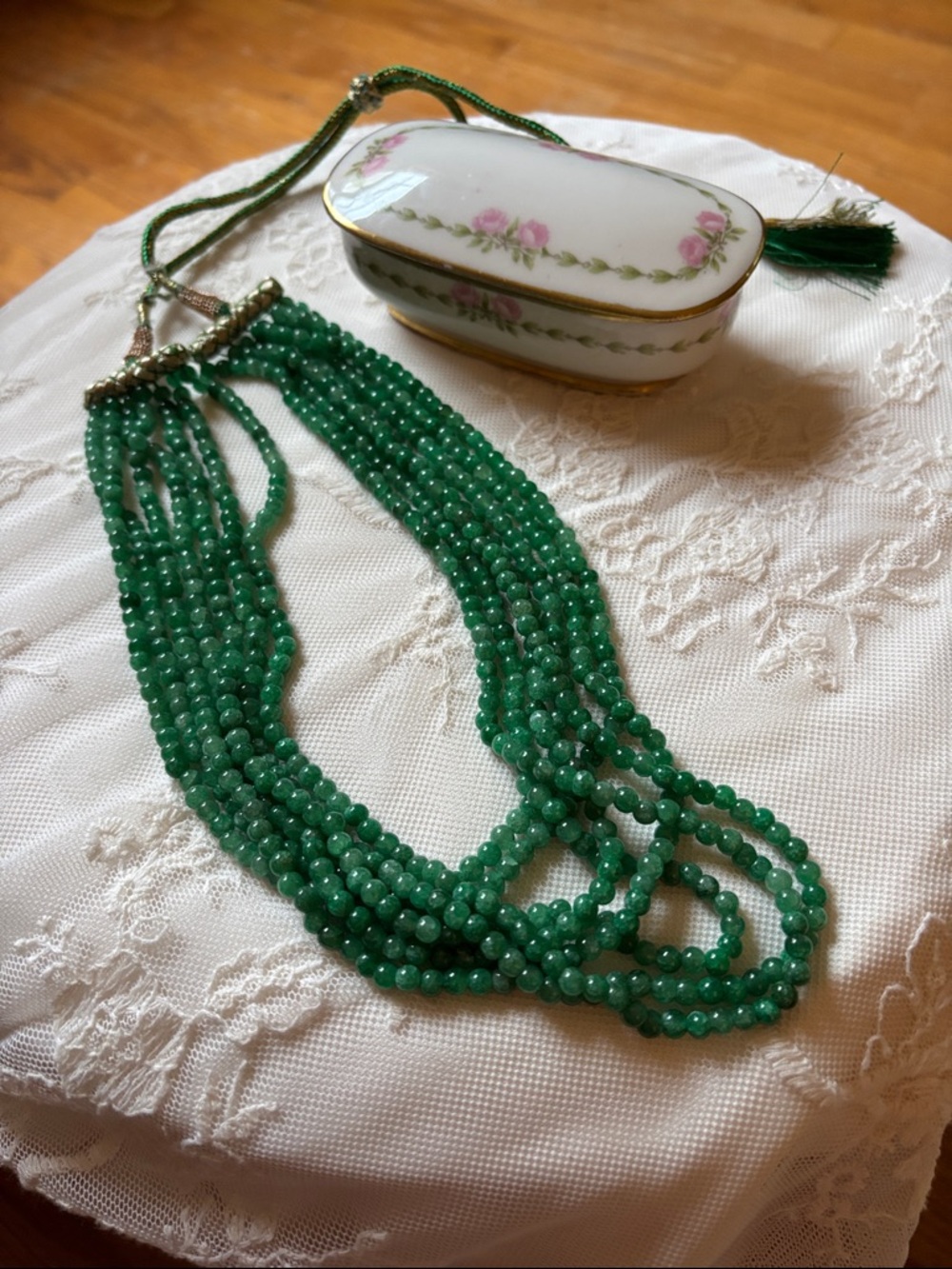 Vintage Multi-Strand Green Beaded Necklace Art Deco - Women’s Jewelry
